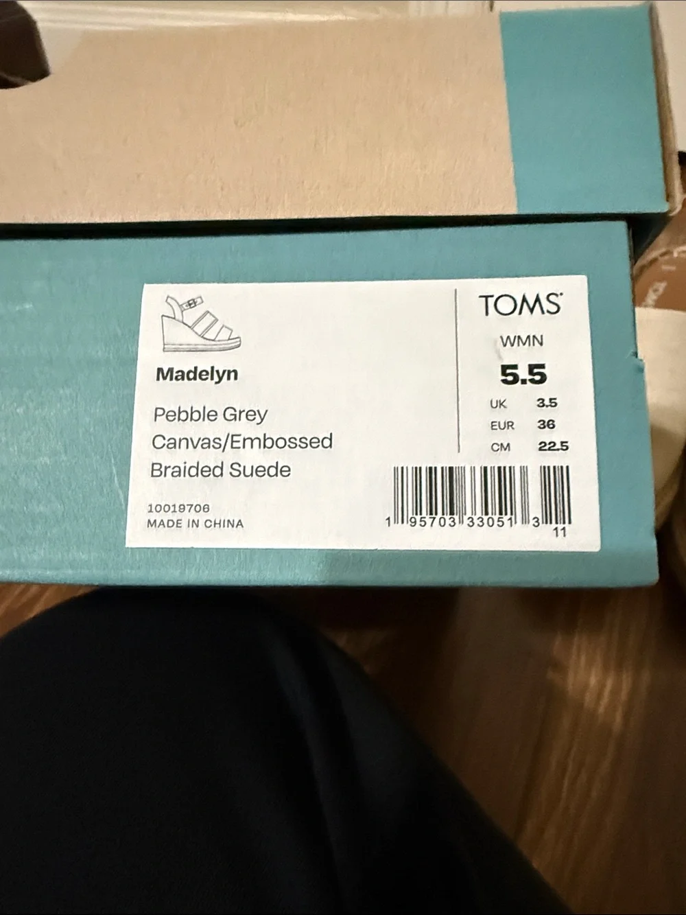 TOMS Cream Canvas Espadrille Wedge Sandals with Tan Ankle Strap